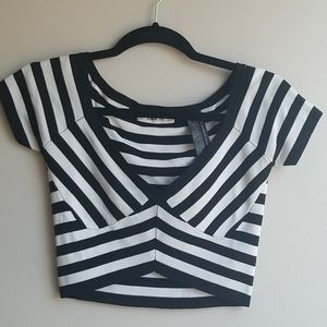 Zara Black and White Striped Crop Top
